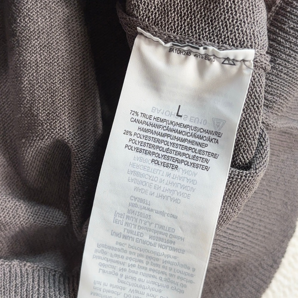 Muji True Hemp Blend Sweater Women's L Gray V-Neck Lightweight BA1OH24S - Picture 13 of 15